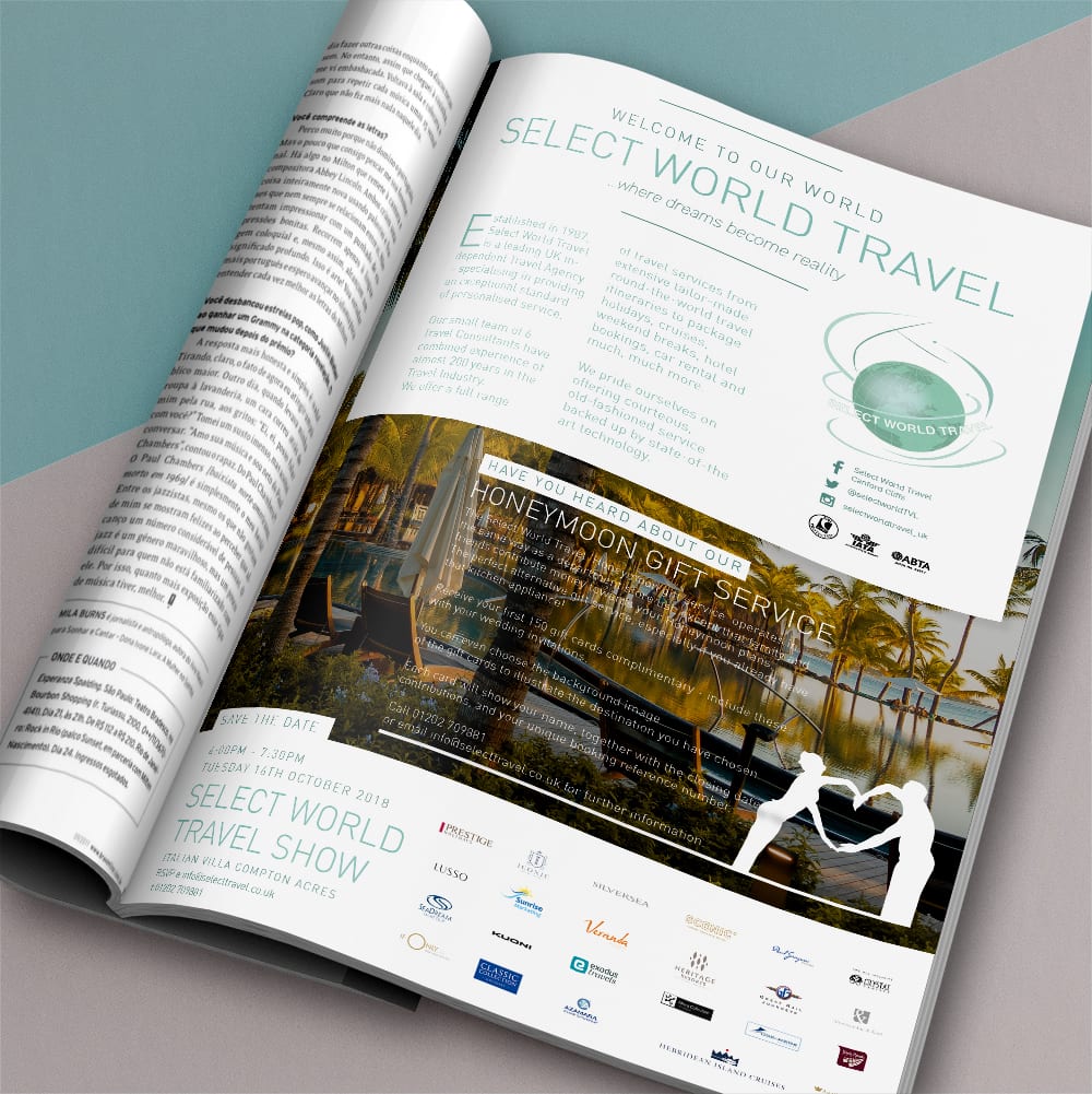 Select World Travel Magazine Advert Design